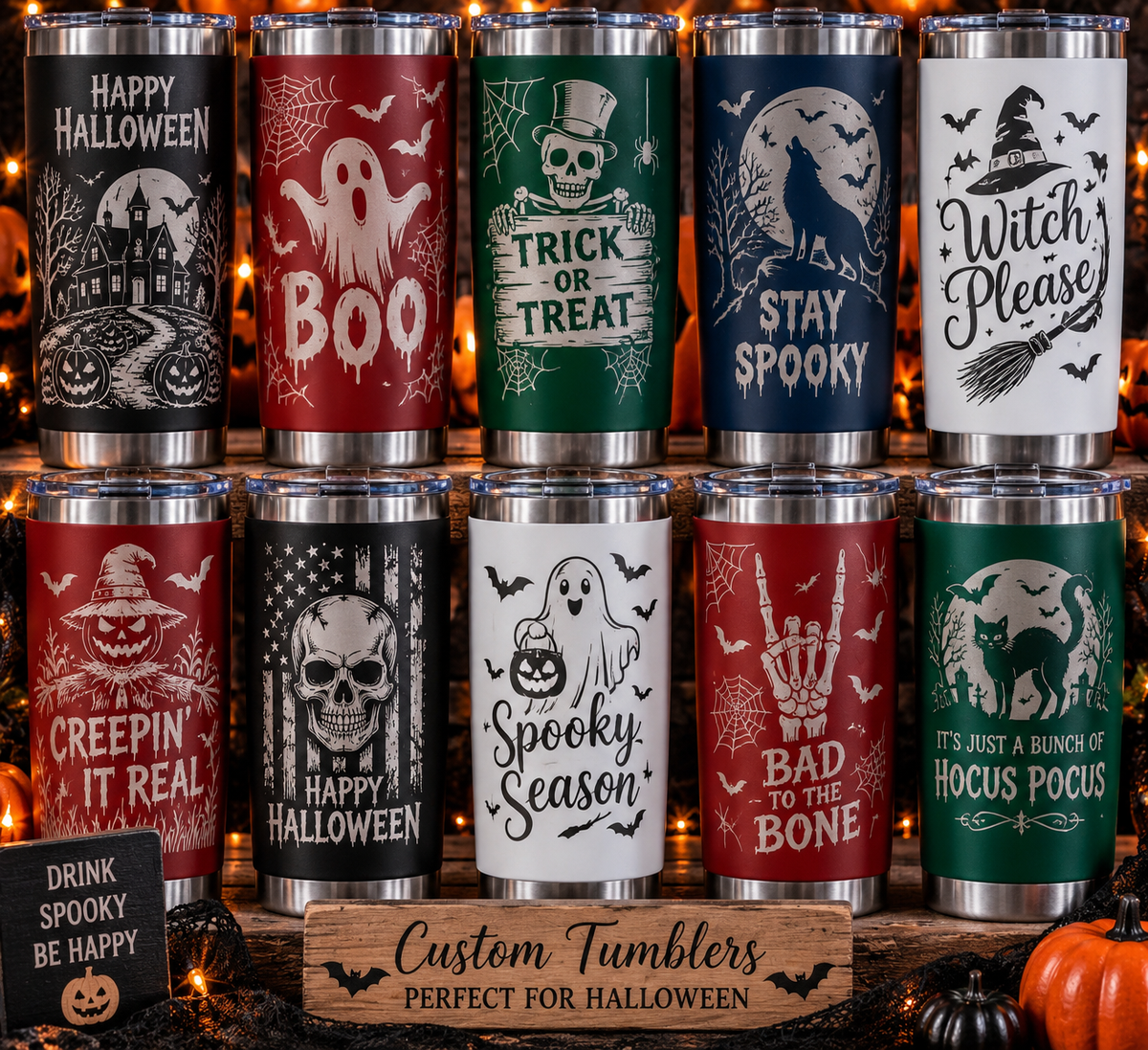Custom Halloween Tumblers β Personalized Laser Engraved Spooky Designs ππ»