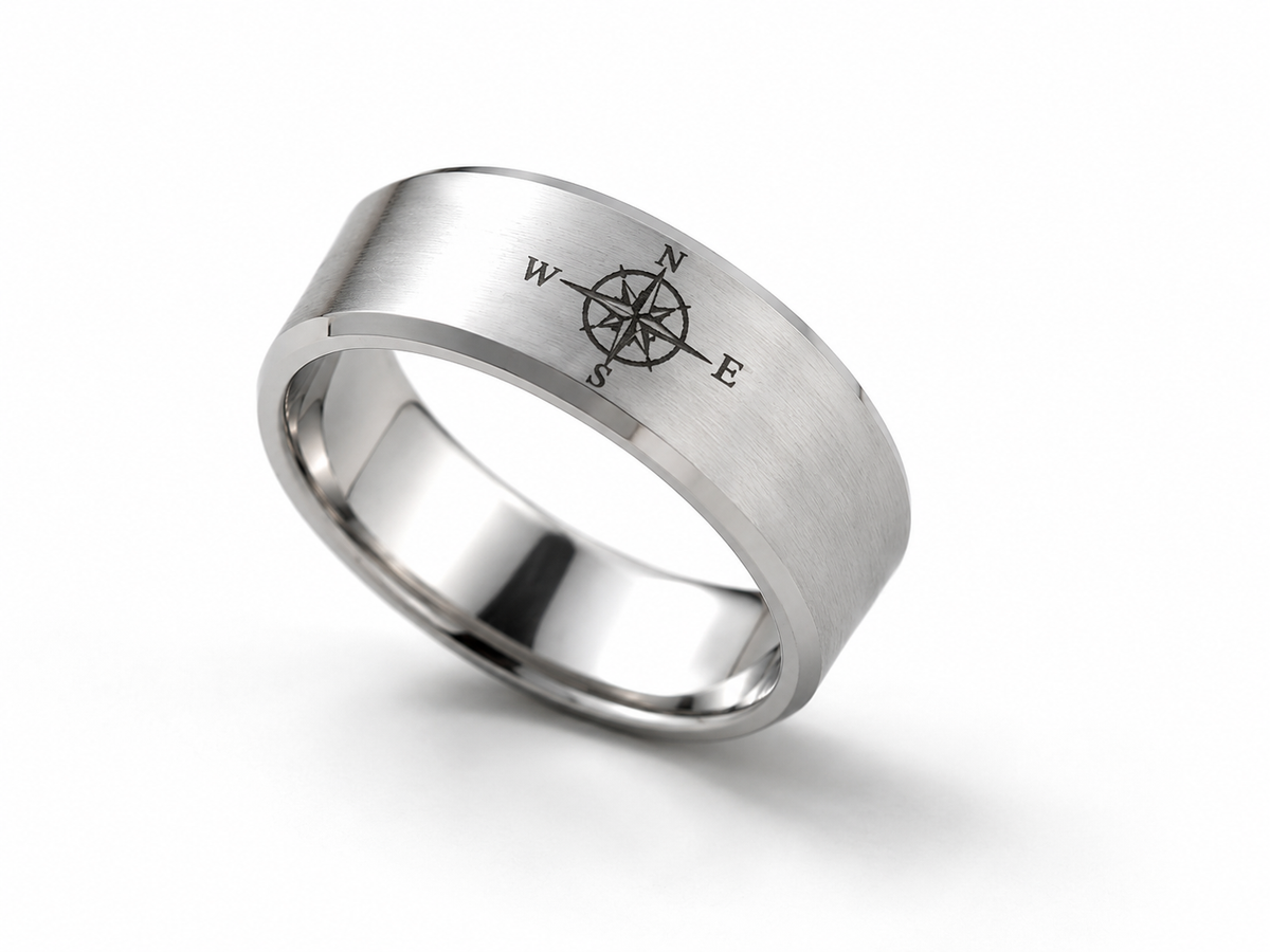 Personalized Black & Silver Tungsten Ring