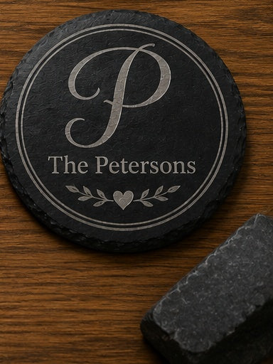 Personalized Laser Engraved Slate Coasters (Set of 4) | Custom Name, Logo & Gift