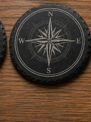 Personalized Laser Engraved Slate Coasters (Set of 4) | Custom Name, Logo & Gift