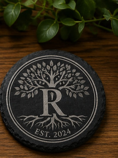 Personalized Laser Engraved Slate Coasters (Set of 4) | Custom Name, Logo & Gift