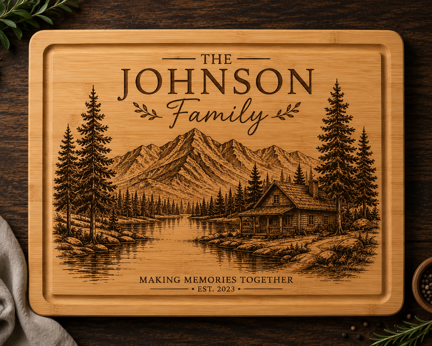 Personalized Laser Engraved Cutting Board | Custom Name, Recipe & Gift